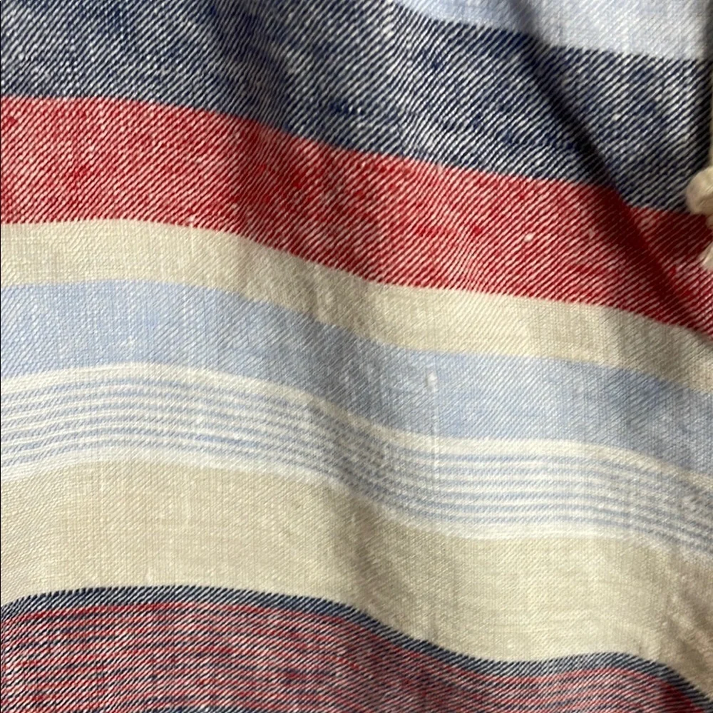 J Jill Linen Red Blue Stripe Drawstring Shorts L NWT Nautical